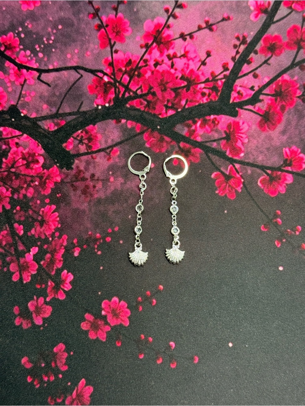 Shell Drop Earrings with clear gems